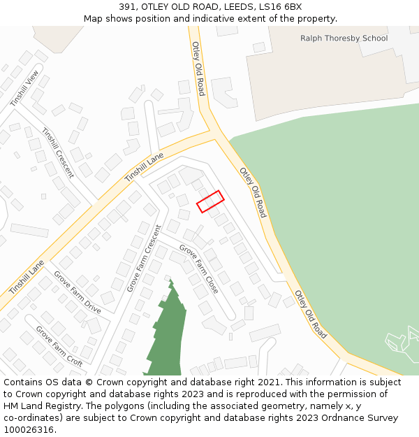 391, OTLEY OLD ROAD, LEEDS, LS16 6BX: Location map and indicative extent of plot