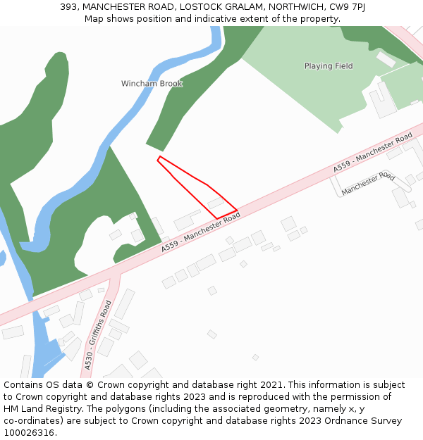 393, MANCHESTER ROAD, LOSTOCK GRALAM, NORTHWICH, CW9 7PJ: Location map and indicative extent of plot