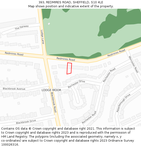 393, REDMIRES ROAD, SHEFFIELD, S10 4LE: Location map and indicative extent of plot