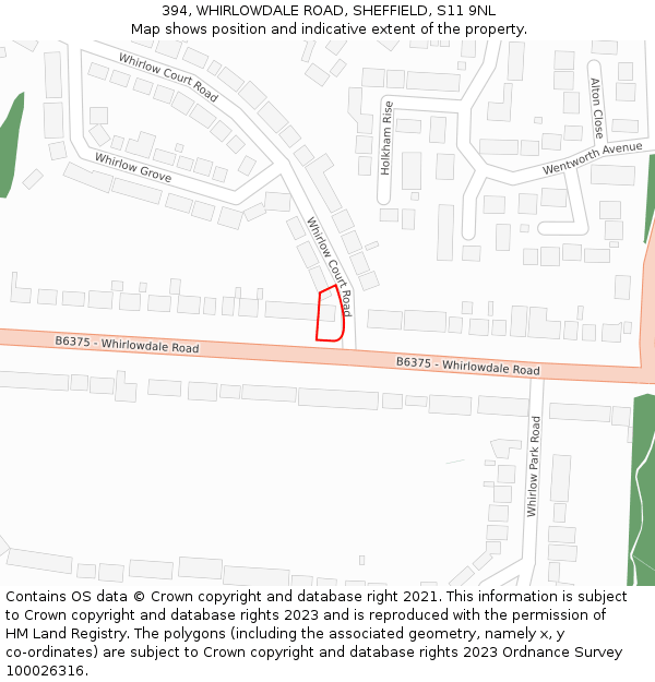 394, WHIRLOWDALE ROAD, SHEFFIELD, S11 9NL: Location map and indicative extent of plot