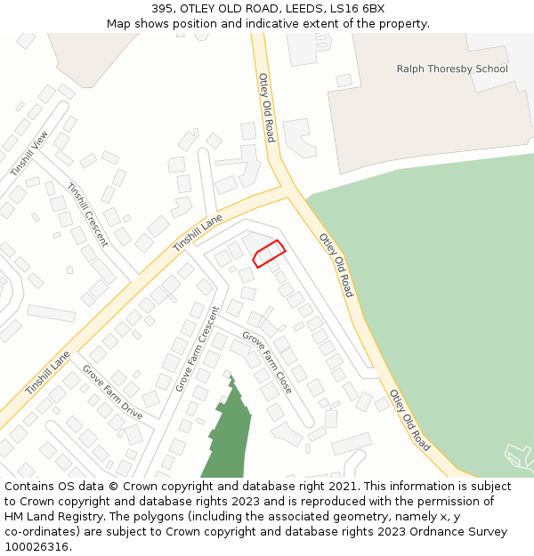 395, OTLEY OLD ROAD, LEEDS, LS16 6BX: Location map and indicative extent of plot