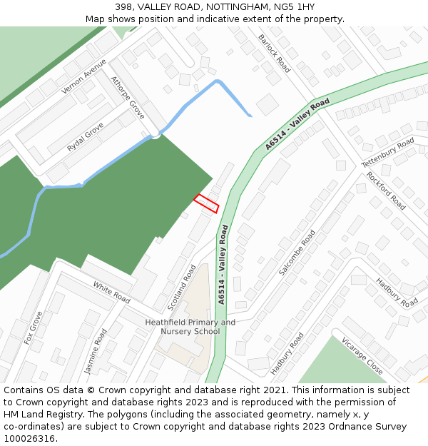 398, VALLEY ROAD, NOTTINGHAM, NG5 1HY: Location map and indicative extent of plot