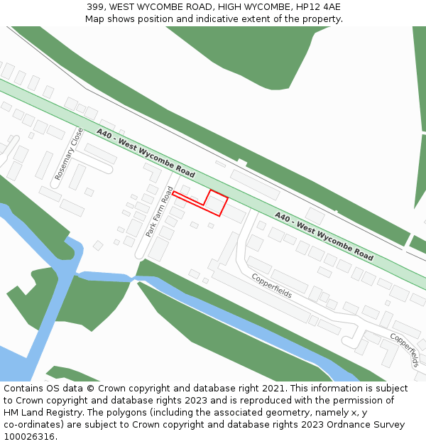 399, WEST WYCOMBE ROAD, HIGH WYCOMBE, HP12 4AE: Location map and indicative extent of plot