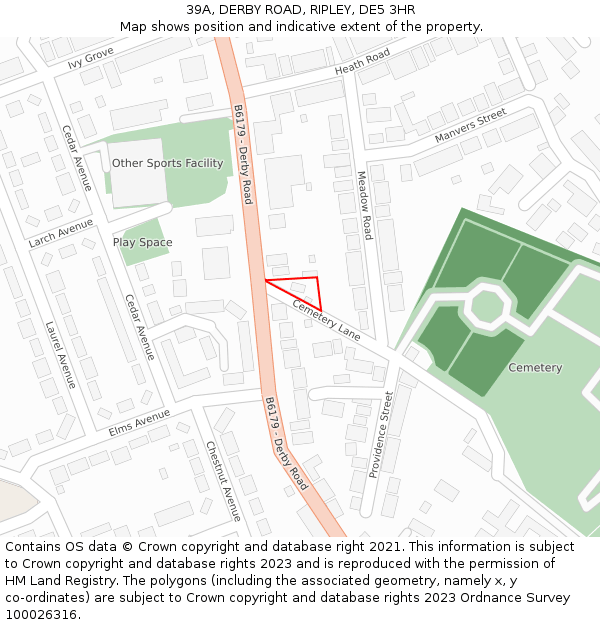 39A, DERBY ROAD, RIPLEY, DE5 3HR: Location map and indicative extent of plot