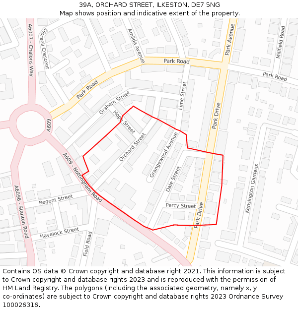39A, ORCHARD STREET, ILKESTON, DE7 5NG: Location map and indicative extent of plot