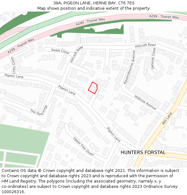 39A, PIGEON LANE, HERNE BAY, CT6 7ES: Location map and indicative extent of plot