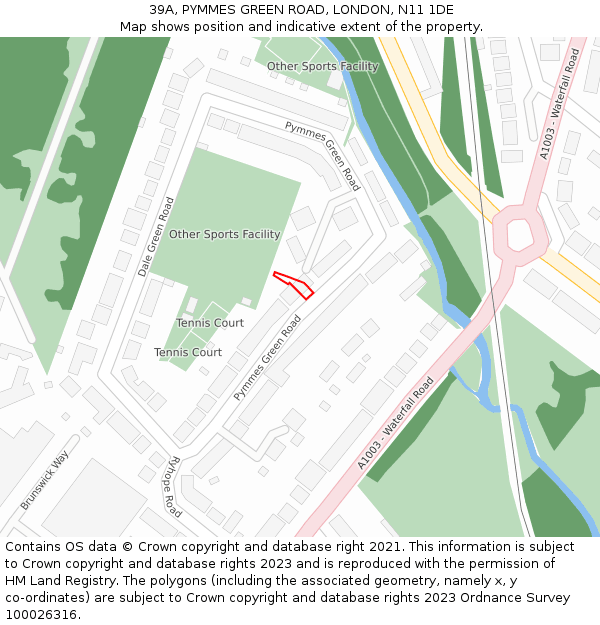 39A, PYMMES GREEN ROAD, LONDON, N11 1DE: Location map and indicative extent of plot