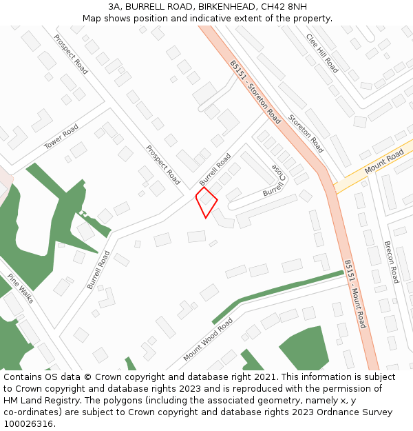 3A, BURRELL ROAD, BIRKENHEAD, CH42 8NH: Location map and indicative extent of plot