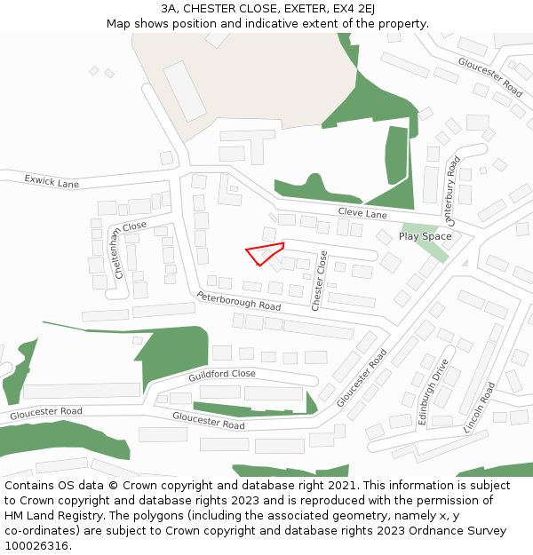 3A, CHESTER CLOSE, EXETER, EX4 2EJ: Location map and indicative extent of plot