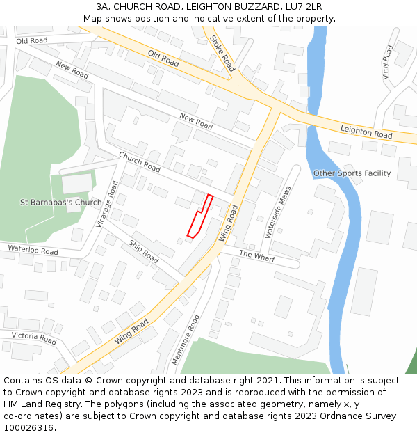 3A, CHURCH ROAD, LEIGHTON BUZZARD, LU7 2LR: Location map and indicative extent of plot