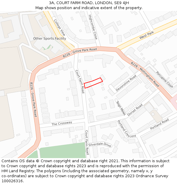 3A, COURT FARM ROAD, LONDON, SE9 4JH: Location map and indicative extent of plot