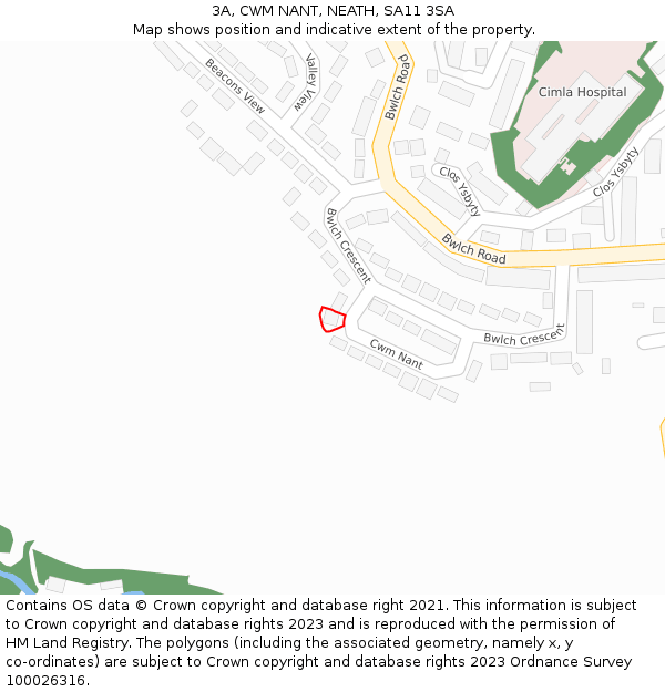 3A, CWM NANT, NEATH, SA11 3SA: Location map and indicative extent of plot