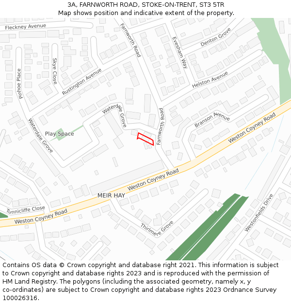 3A, FARNWORTH ROAD, STOKE-ON-TRENT, ST3 5TR: Location map and indicative extent of plot