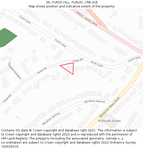 3A, FURZE HILL, PURLEY, CR8 3LB: Location map and indicative extent of plot