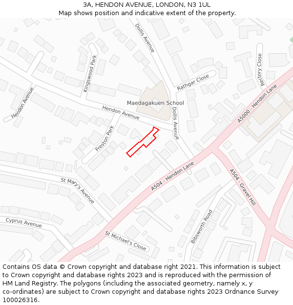 3A, HENDON AVENUE, LONDON, N3 1UL: Location map and indicative extent of plot