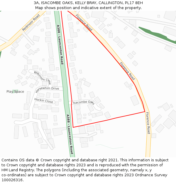 3A, ISACOMBE OAKS, KELLY BRAY, CALLINGTON, PL17 8EH: Location map and indicative extent of plot