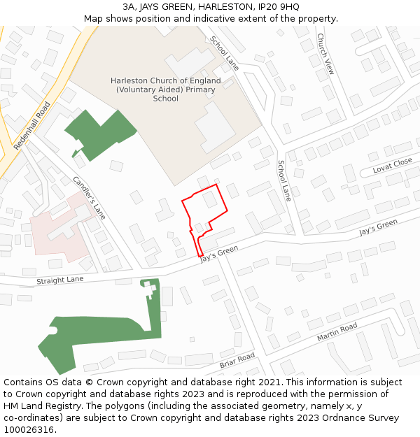 3A, JAYS GREEN, HARLESTON, IP20 9HQ: Location map and indicative extent of plot