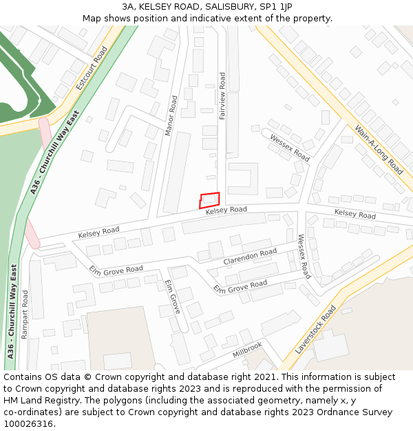 3A, KELSEY ROAD, SALISBURY, SP1 1JP: Location map and indicative extent of plot