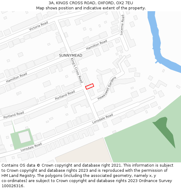 3A, KINGS CROSS ROAD, OXFORD, OX2 7EU: Location map and indicative extent of plot