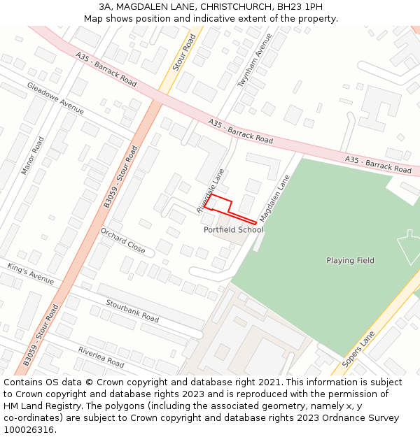 3A, MAGDALEN LANE, CHRISTCHURCH, BH23 1PH: Location map and indicative extent of plot