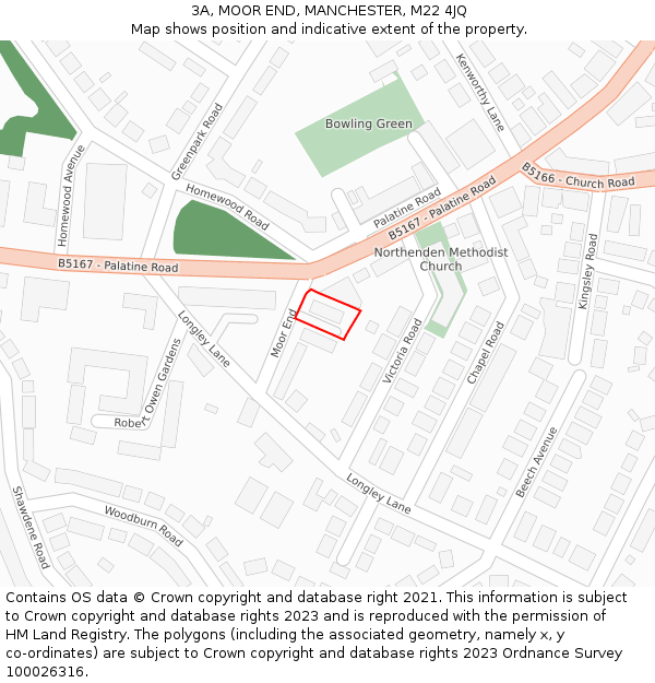 3A, MOOR END, MANCHESTER, M22 4JQ: Location map and indicative extent of plot