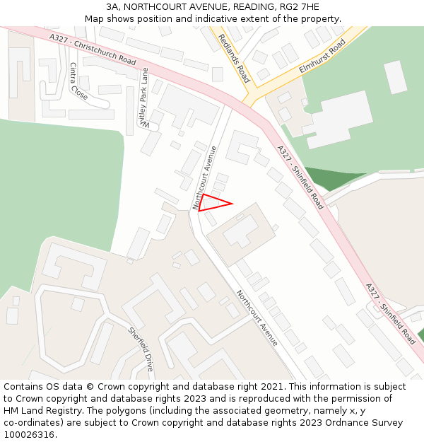 3A, NORTHCOURT AVENUE, READING, RG2 7HE: Location map and indicative extent of plot