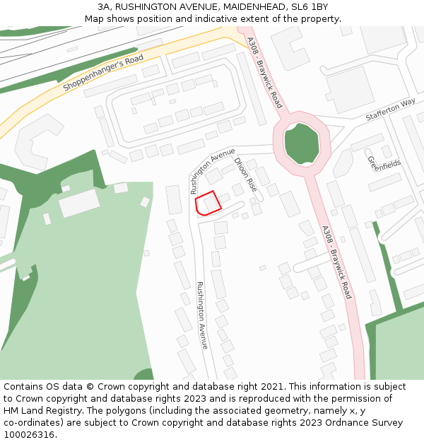 3A, RUSHINGTON AVENUE, MAIDENHEAD, SL6 1BY: Location map and indicative extent of plot