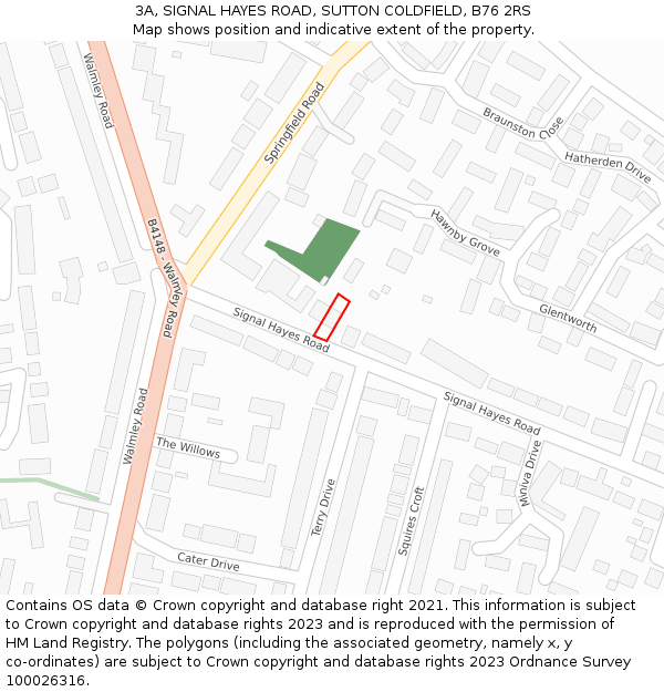 3A, SIGNAL HAYES ROAD, SUTTON COLDFIELD, B76 2RS: Location map and indicative extent of plot