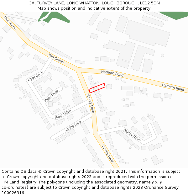 3A, TURVEY LANE, LONG WHATTON, LOUGHBOROUGH, LE12 5DN: Location map and indicative extent of plot