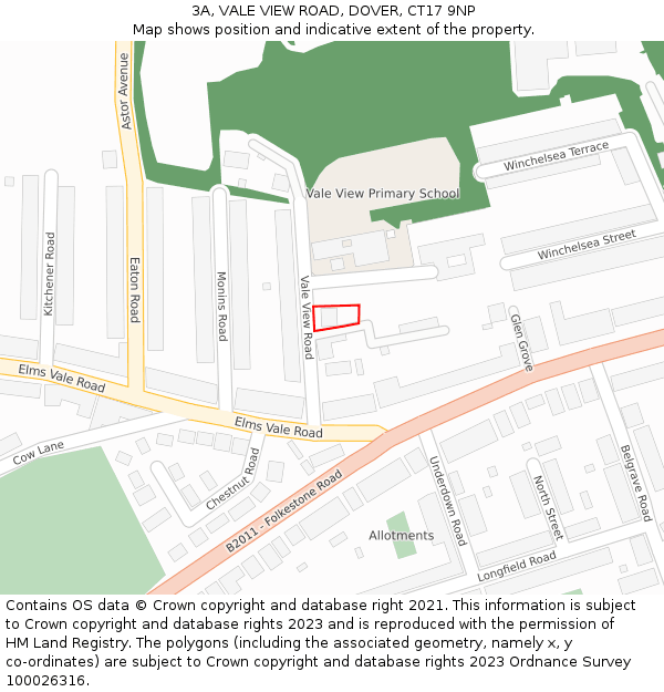 3A, VALE VIEW ROAD, DOVER, CT17 9NP: Location map and indicative extent of plot