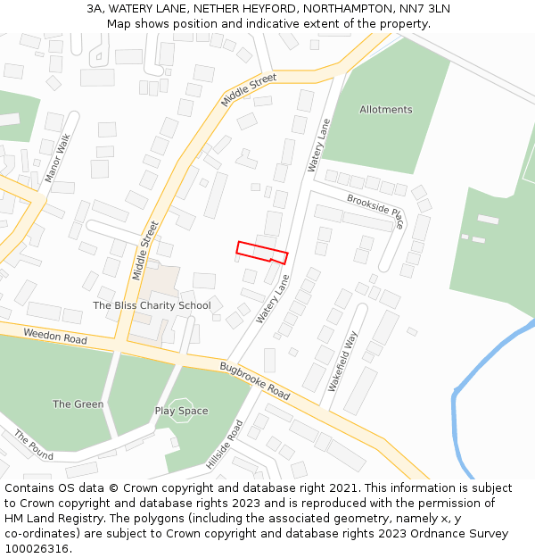 3A, WATERY LANE, NETHER HEYFORD, NORTHAMPTON, NN7 3LN: Location map and indicative extent of plot