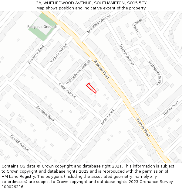 3A, WHITHEDWOOD AVENUE, SOUTHAMPTON, SO15 5GY: Location map and indicative extent of plot