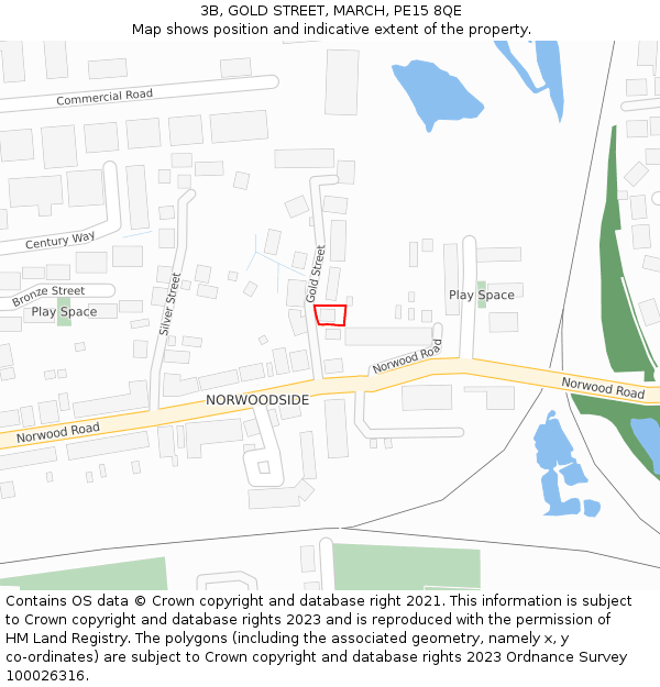 3B, GOLD STREET, MARCH, PE15 8QE: Location map and indicative extent of plot