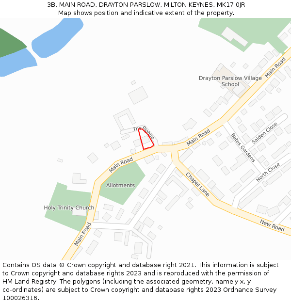 3B, MAIN ROAD, DRAYTON PARSLOW, MILTON KEYNES, MK17 0JR: Location map and indicative extent of plot