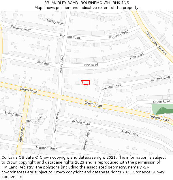 3B, MURLEY ROAD, BOURNEMOUTH, BH9 1NS: Location map and indicative extent of plot
