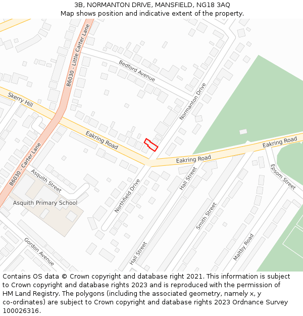 3B, NORMANTON DRIVE, MANSFIELD, NG18 3AQ: Location map and indicative extent of plot