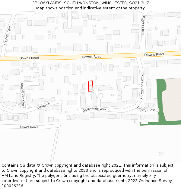 3B, OAKLANDS, SOUTH WONSTON, WINCHESTER, SO21 3HZ: Location map and indicative extent of plot