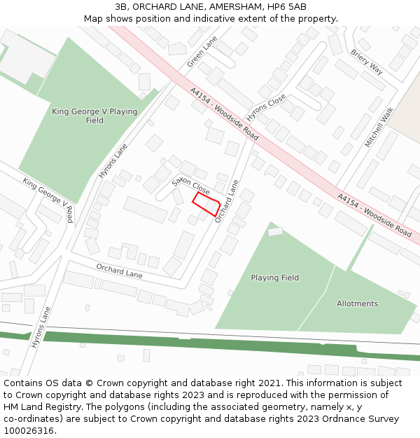 3B, ORCHARD LANE, AMERSHAM, HP6 5AB: Location map and indicative extent of plot