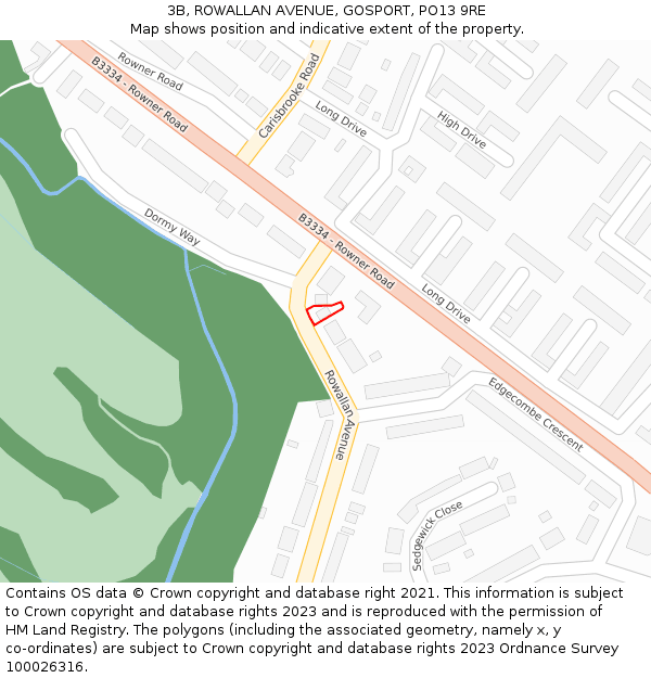 3B, ROWALLAN AVENUE, GOSPORT, PO13 9RE: Location map and indicative extent of plot