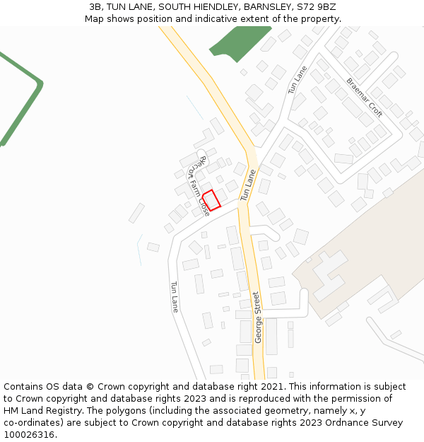 3B, TUN LANE, SOUTH HIENDLEY, BARNSLEY, S72 9BZ: Location map and indicative extent of plot