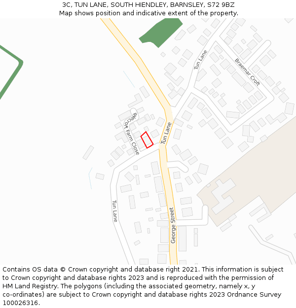 3C, TUN LANE, SOUTH HIENDLEY, BARNSLEY, S72 9BZ: Location map and indicative extent of plot