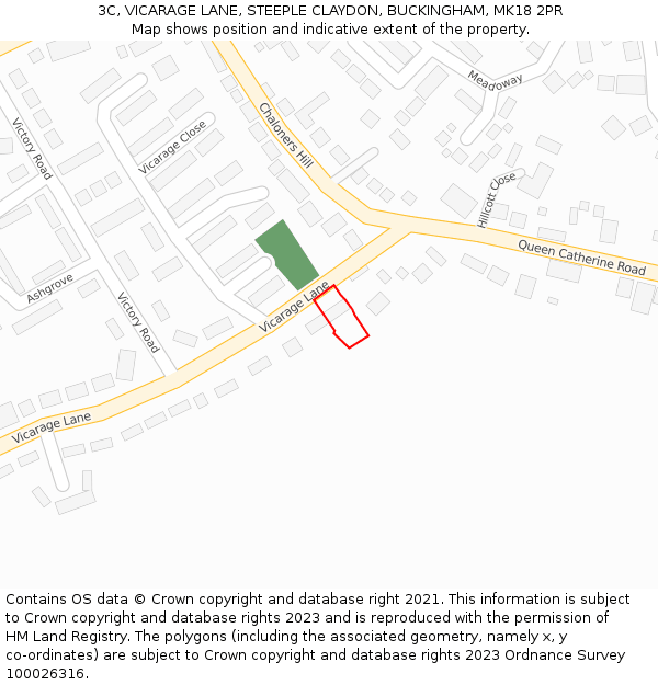 3C, VICARAGE LANE, STEEPLE CLAYDON, BUCKINGHAM, MK18 2PR: Location map and indicative extent of plot