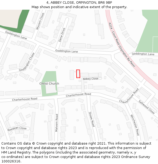 4, ABBEY CLOSE, ORPINGTON, BR6 9BF: Location map and indicative extent of plot