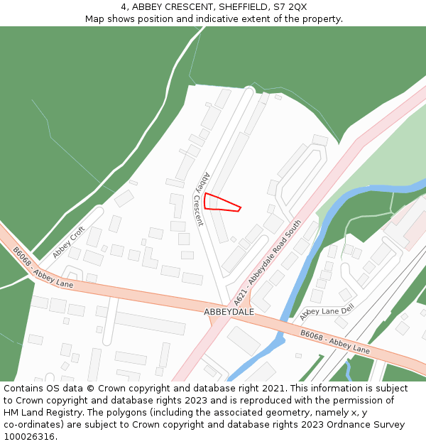 4, ABBEY CRESCENT, SHEFFIELD, S7 2QX: Location map and indicative extent of plot
