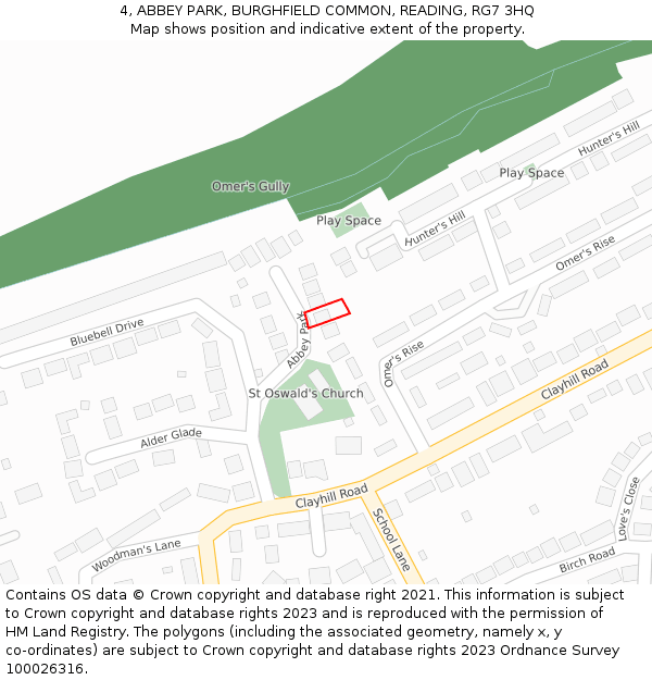 4, ABBEY PARK, BURGHFIELD COMMON, READING, RG7 3HQ: Location map and indicative extent of plot