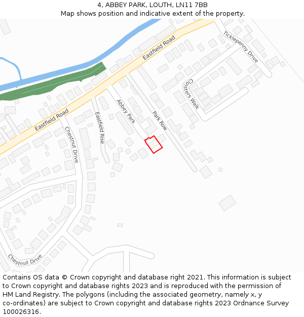 4, ABBEY PARK, LOUTH, LN11 7BB: Location map and indicative extent of plot