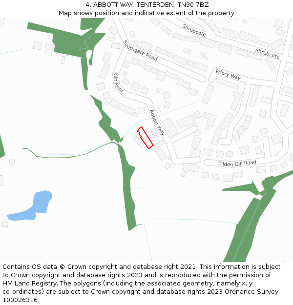 4, ABBOTT WAY, TENTERDEN, TN30 7BZ: Location map and indicative extent of plot