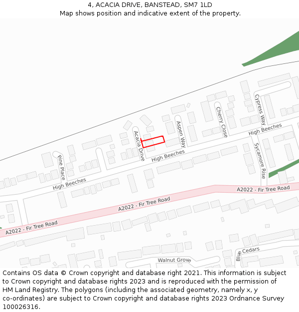 4, ACACIA DRIVE, BANSTEAD, SM7 1LD: Location map and indicative extent of plot