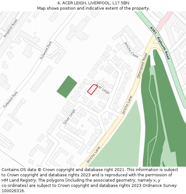 4, ACER LEIGH, LIVERPOOL, L17 5BN: Location map and indicative extent of plot