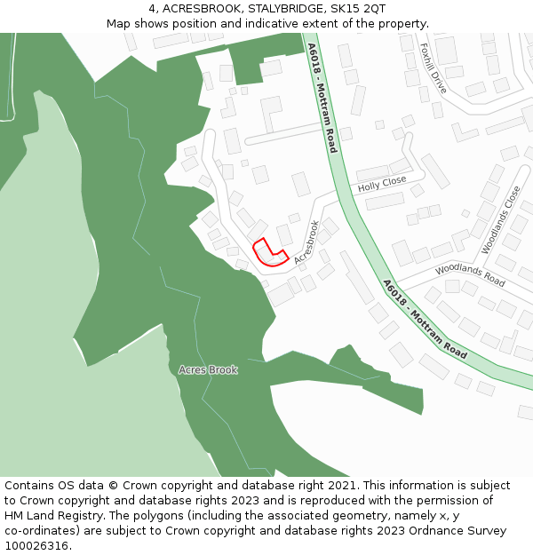 4, ACRESBROOK, STALYBRIDGE, SK15 2QT: Location map and indicative extent of plot